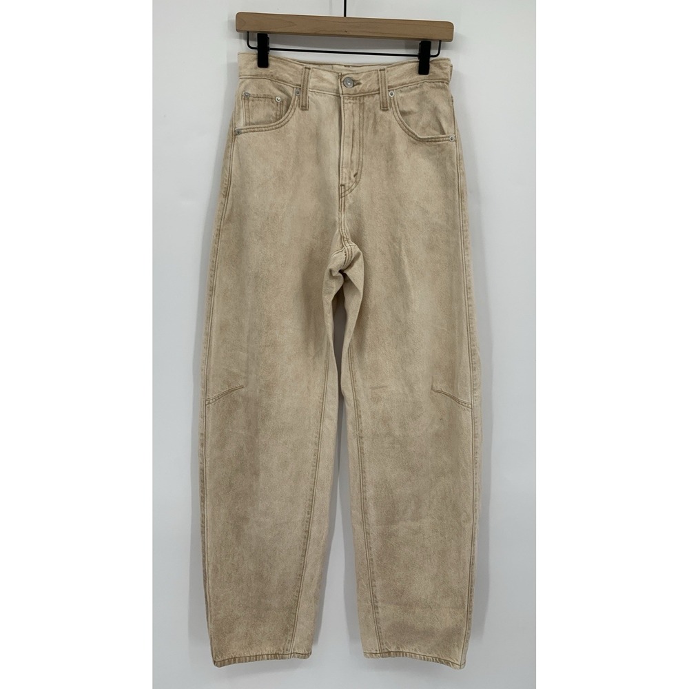 Levis Cinch Barrel Jeans Womens 26 Beige Tan Wide Leg Cotton Denim Pants NEW